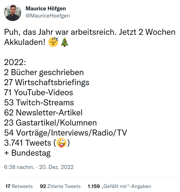 Screenshot des Tweets von Maurice Höfgen