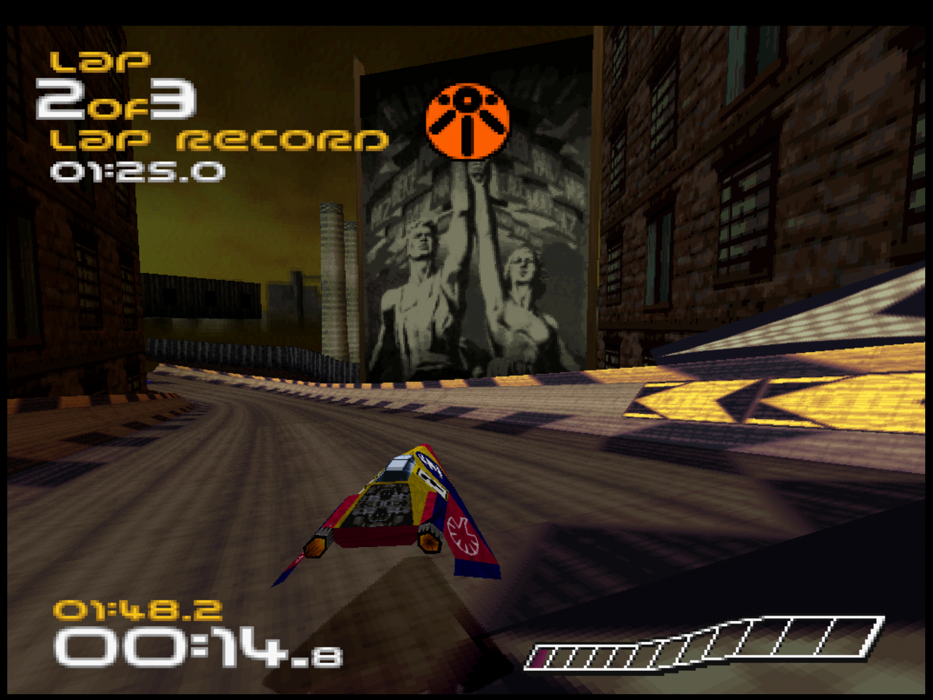 Screenshot, Bild der Rennstrecke Korodera aus dem ersten wipEout